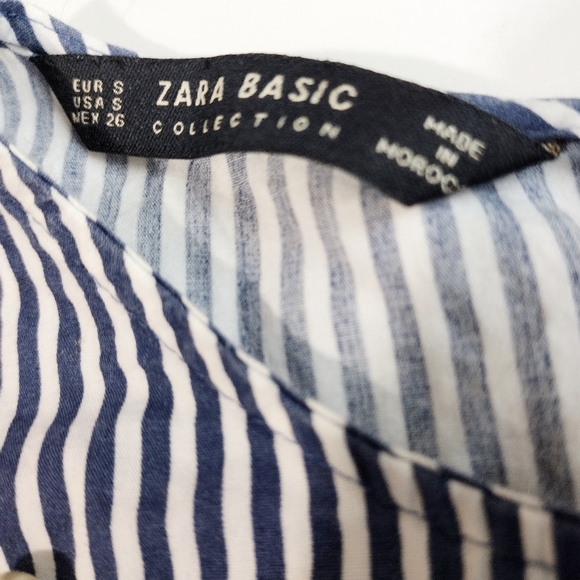 Zara | Poplin Stripe Bell Sleeve Top with Faux Pearls | Women's Small - Picture 7 of 7